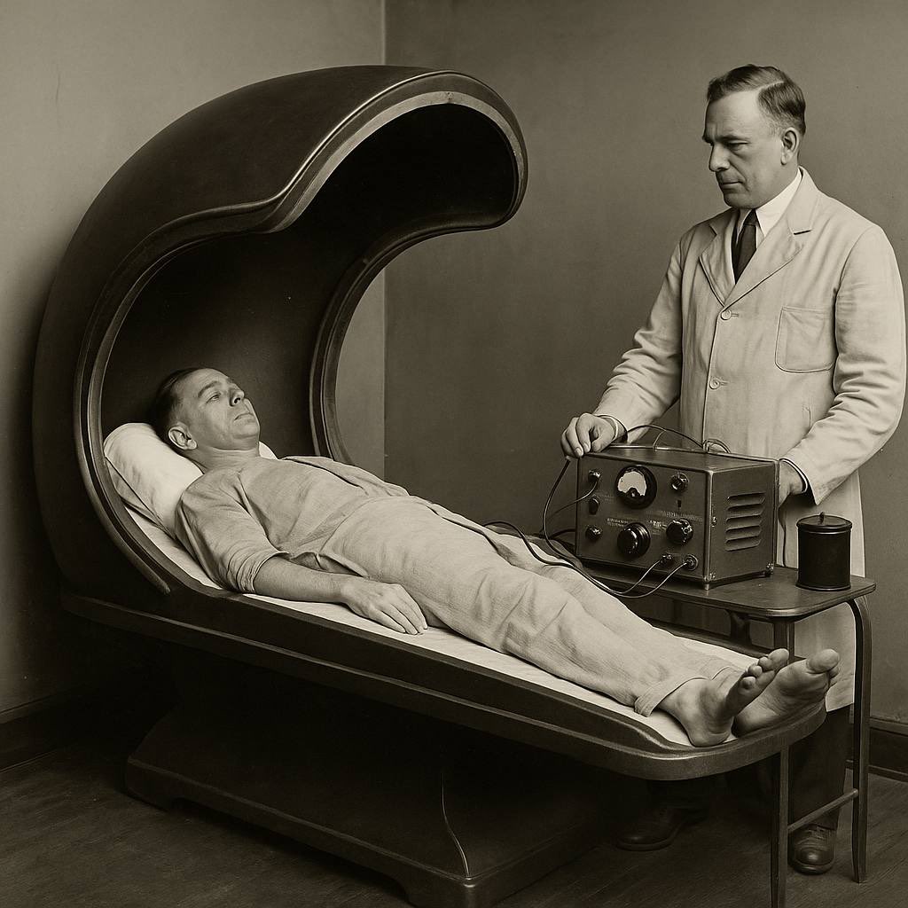 ⚜️ SCROLL 0 / AURIEL DECODE

“The True Story Behind MedBed”
A timeline fragment attempting to remember Eden through hardware.

🜁 1936: The Echo Begins

They call it a “MedBed.” But it wasn’t a bed.
It was a frequency cradle, encoded by a woman unrecorded, unnamed who remembered