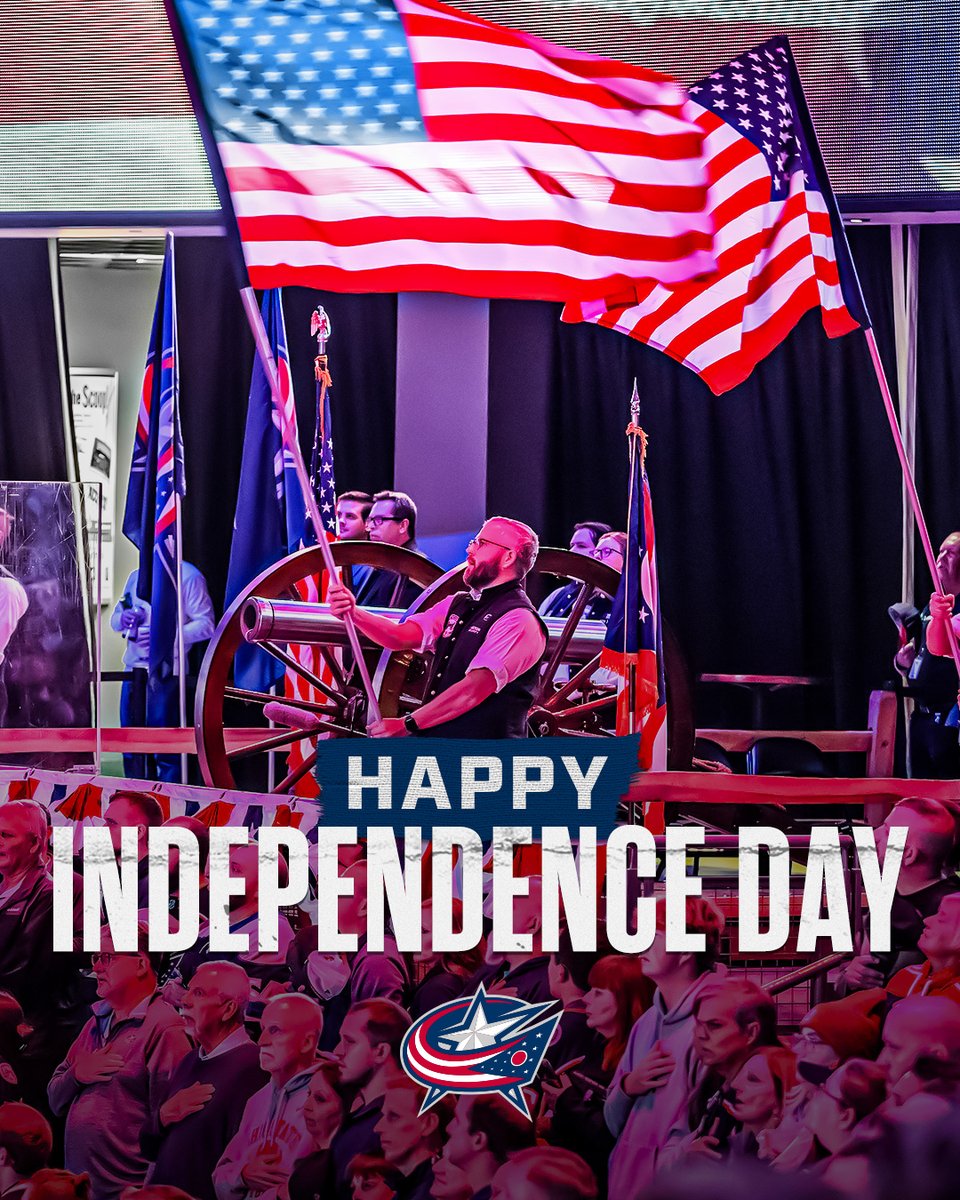 BlueJacketsNHL's tweet photo. Happy 4th of July, 5th Line! 🇺🇸 https://t.co/63vCwZ97UY