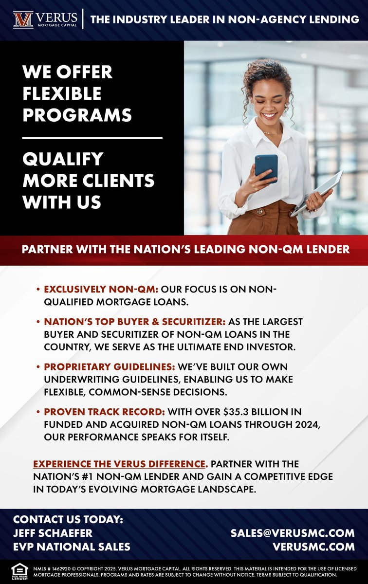 Contact us today to learn more: sales@verusmc.com
#mortgage #nonqm #nonqmlending #mortagelending #mortgageindustry #nonqmloans