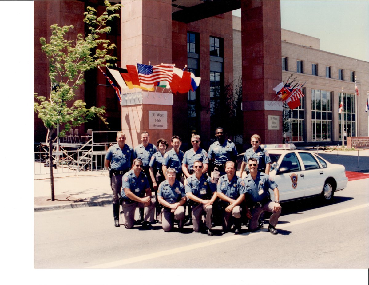 CSP_News's tweet photo. During the Summit of August 1997, we have the members of the Italian Presidential Detail posing for a quick photo. As you can see, our members are ready and excited to show our professionalism on the world's stage! #90YearsStrong #DecadesOfDedication https://t.co/p4atqpCuRC