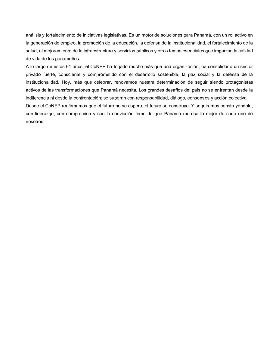 🇵🇦 Desde 1964, el Consejo Nacional de la Empresa Privada #CoNEP ha trabajado por el fortalecimiento del sector privado y el desarrollo integral de Panamá. Hoy celebramos 61 años de compromiso con el diálogo, la institucionalidad democrática y el progreso del país. 🤝🎉