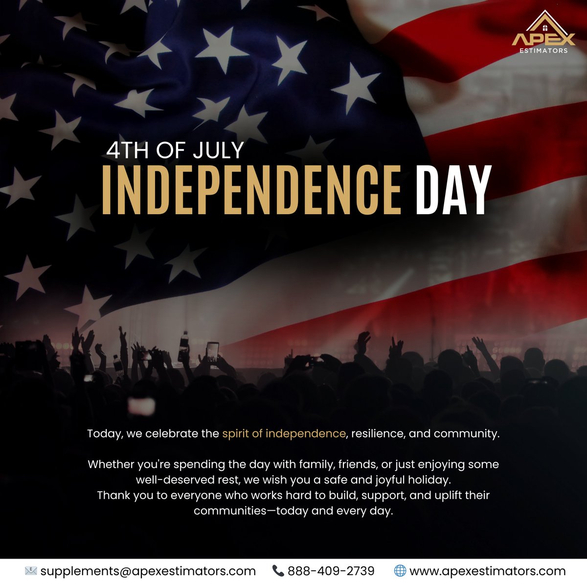apexestimators's tweet image. 𝐇𝐚𝐩𝐩𝐲 𝟒𝐭𝐡 𝐨𝐟 𝐉𝐮𝐥𝐲 𝐟𝐫𝐨𝐦 𝐚𝐥𝐥 𝐨𝐟 𝐮𝐬 𝐚𝐭 𝐀𝐩𝐞𝐱 𝐄𝐬𝐭𝐢𝐦𝐚𝐭𝐨𝐫𝐬! 
#Happy4th #IndependenceDay #ApexEstimators #CommunityStrong #FourthOfJuly2025