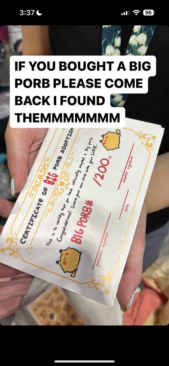 posebean's tweet image. IF YOU BOUGHT A BIG PORB PLEASE COME BACK I FOUND THE CERTIFICATES!!!!!