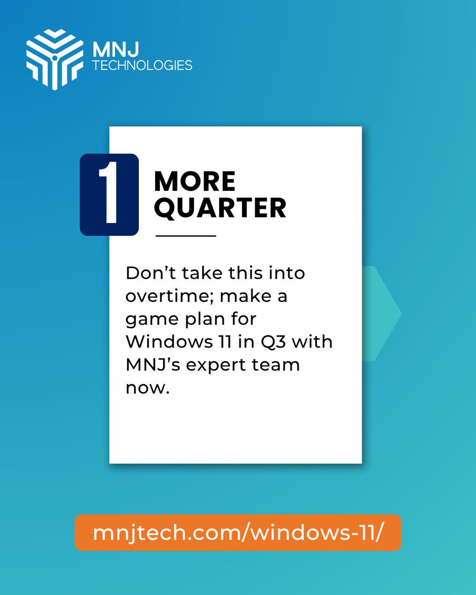 MNJTechnologies's tweet image. The countdown is real — October 14, 2025 marks the official end of support for Windows 10. That means no more security updates, patches, or technical support from Microsoft. 
 
MNJ is here to help make your transition seamless, secure, and on schedule.

#Windows10EoL #MNJTech