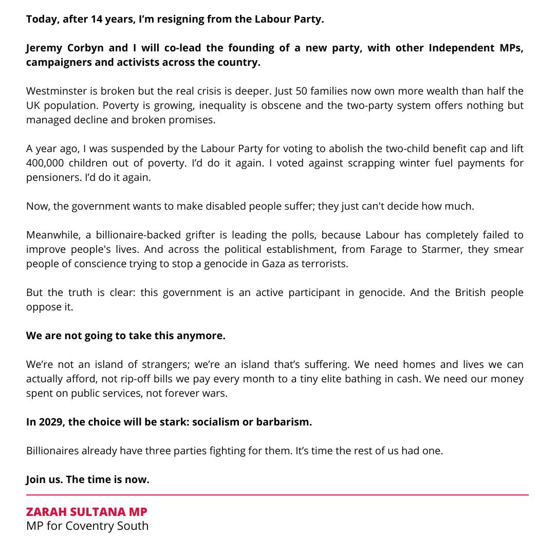 ThisIsGreatBrit's tweet image. Does anyone else think the opening to Zarah's resignation letter screams communism?

#ZarahSultana #Leftards