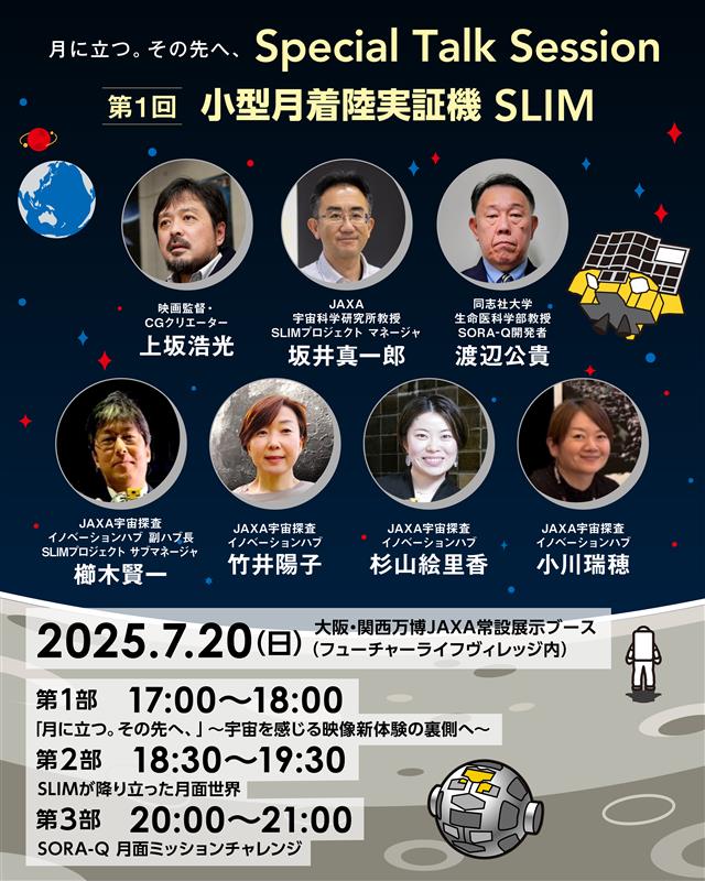expo2025_jaxa's tweet image. /
#EXPO2025
7月20日📢イベント開催! in JAXA展示ブース
\
小型月着陸実証機SLIMをテーマに
ここでしか聞けないトークセッションや
体験ワークショップを開催します!🌕🚀
👇イベント詳細&参加申し込みはこちら!
expo2025.jaxa.jp/#experience6
#JAXA万博
#月に立つ