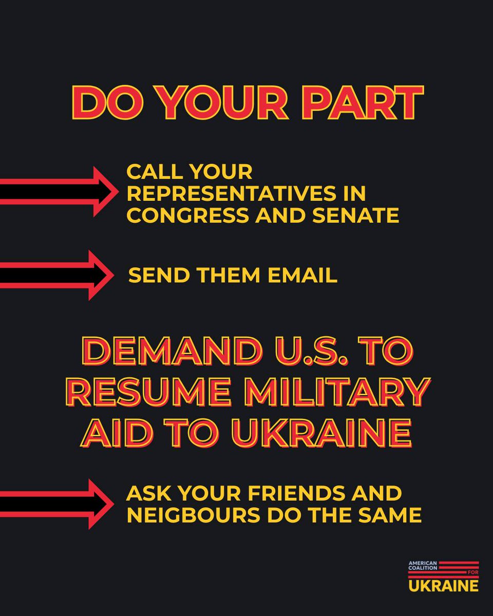 Community for Ukraine 🇺🇸🇺🇦 (@community4ukr) on Twitter photo 🚨🚨🚨
The American Coalition for Ukraine <a href="/AmericaforUA/">American Coalition for Ukraine</a> is holding an emergency call-a-thon to Congress tonight.
Use your voice to demand that aid to Ukraine resume NOW!
Tonight, July 3rd, 9 PM EST (6 PM PST)
Call link: bit.ly/ukraineadvocac… 🚨🚨🚨
The American Coalition for Ukraine <a href="/AmericaforUA/">American Coalition for Ukraine</a> is holding an emergency call-a-thon to Congress tonight.
Use your voice to demand that aid to Ukraine resume NOW!
Tonight, July 3rd, 9 PM EST (6 PM PST)
Call link: bit.ly/ukraineadvocac…