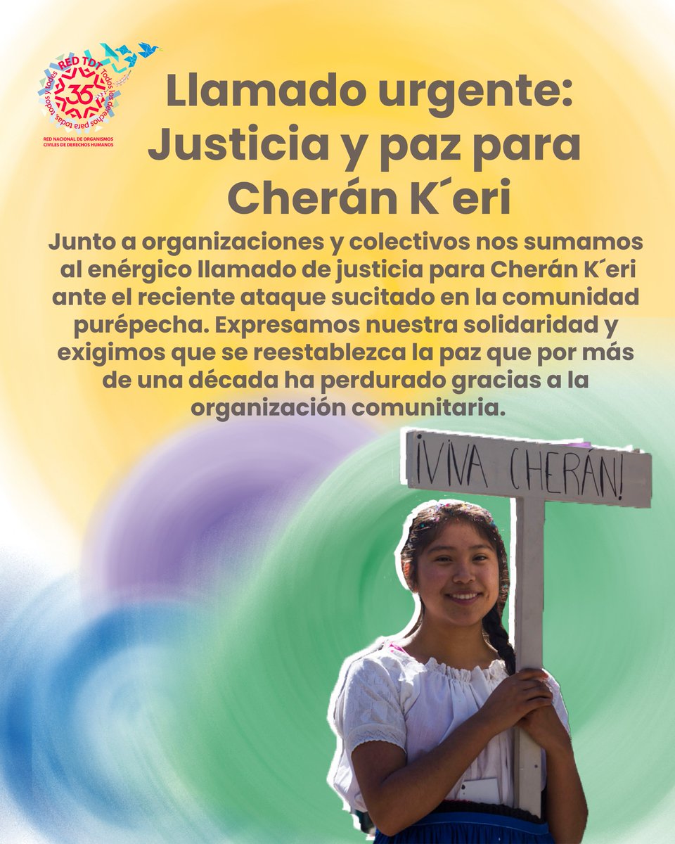 Junto con organizaciones, colectivos y personas nos sumamos al enérgico llamado ante el reciente ataque a la comunidad purépecha de Cherán K´eri. 

Es fundamental que prevalezca la paz:
📃Comunicado conjunto: bit.ly/3GwPUVz