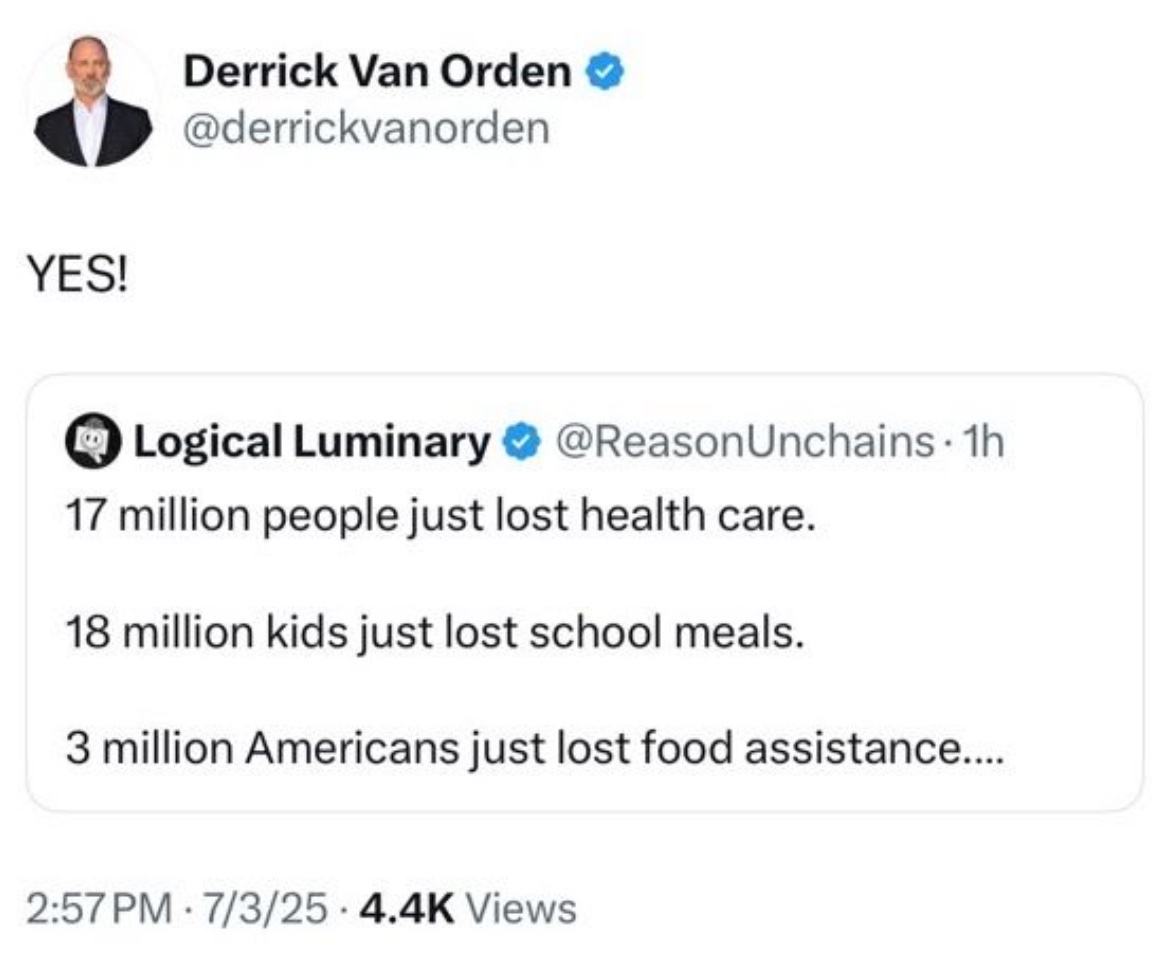 DarthCaedus3's tweet photo. @derrickvanorden What an evil sack of shit you are. https://t.co/sNV8598k6d