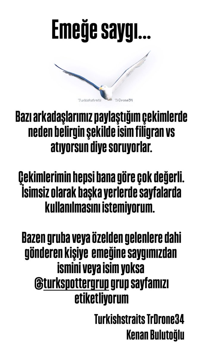 Bazı arkadaşlarımız paylaştığım çekimlerde neden belirgin şekilde isim filigran vs atıyorsun diye soruyorlar.

Çekimlerimin hepsi bana göre çok değerli.  İsimsiz olarak başka yerlerde sayfalarda kullanılmasını istemiyorum.  

<a href="/trdrone34/">TrDrone34</a>