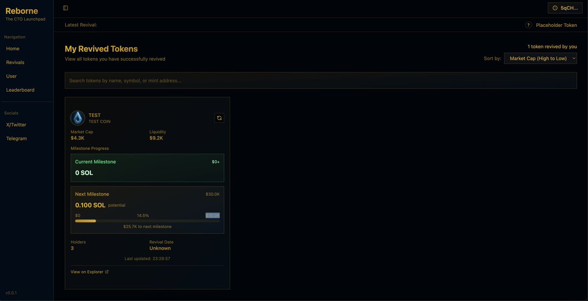 Thank you to everyone who just joined the Telegram — we just screenshared a live token revival on the platform 

As promised, the official community Telegram opens tonight.

Meanwhile, development continues — we're refining the revival + share form so you're able to flex your