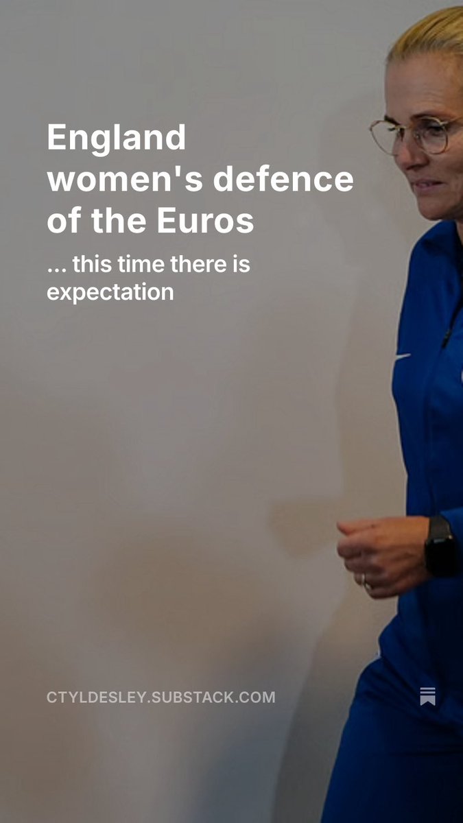 CliveTyldesley's tweet image. Bigger things to think about today but a few thoughts on the start of the Euros
ctyldesley.substack.com/p/england-wome…