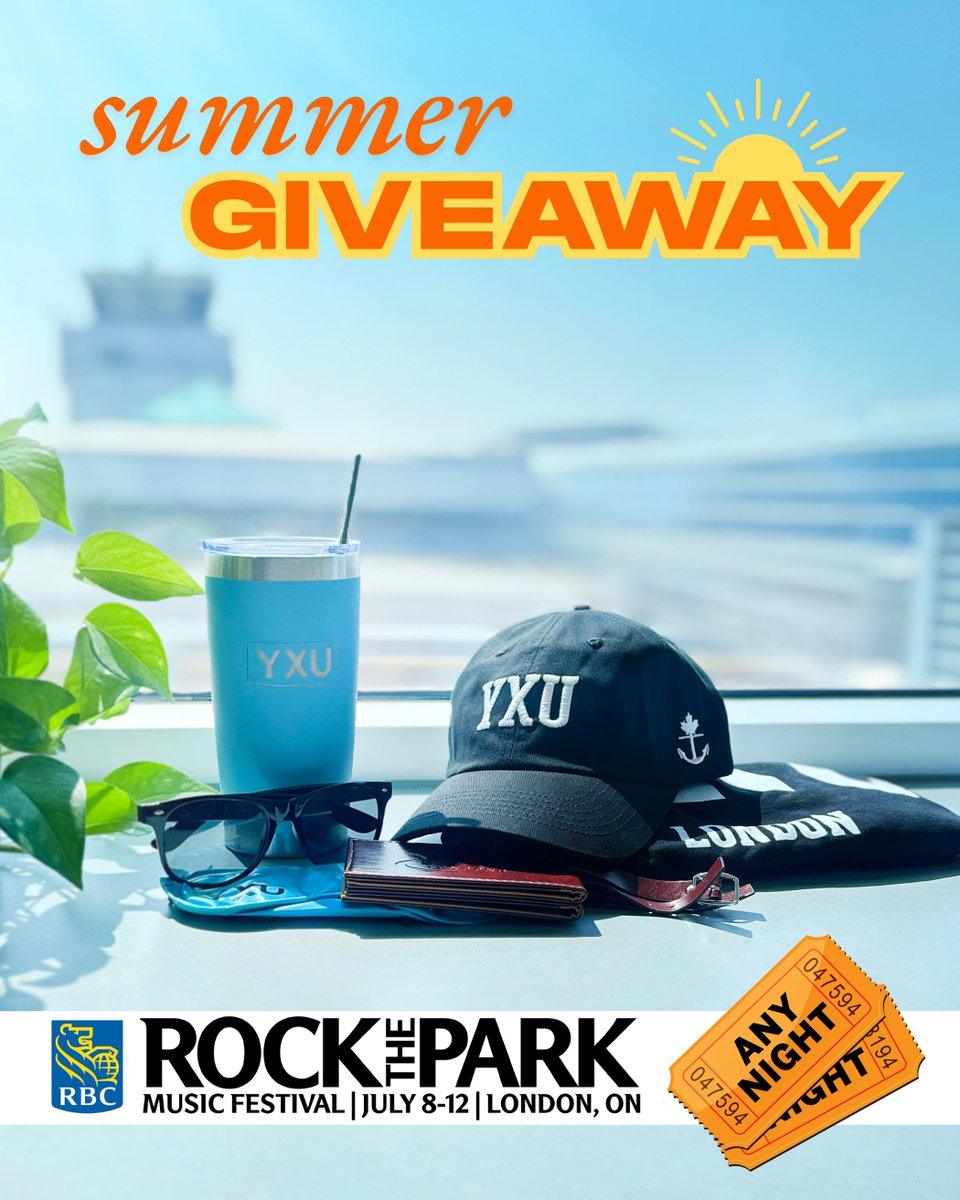 Summer Giveaway: Rock the Park with YXU!
Prize ($500 value):
🤘 2 tickets to ANY NIGHT of <a href="/RockTheParkLDN/">RBC Rock The Park</a> 
🧢 YXU x <a href="/illburyandgoose/">Illbury + Goose</a> Dad-Hat and Tee
🎁 Bonus YXU swag

Enter before Monday July 7th at 9am over on our Facebook or Instagram accounts <a href="/flyyxu/">London International Airport</a>
instagram.com/p/DLpwgRHukF1