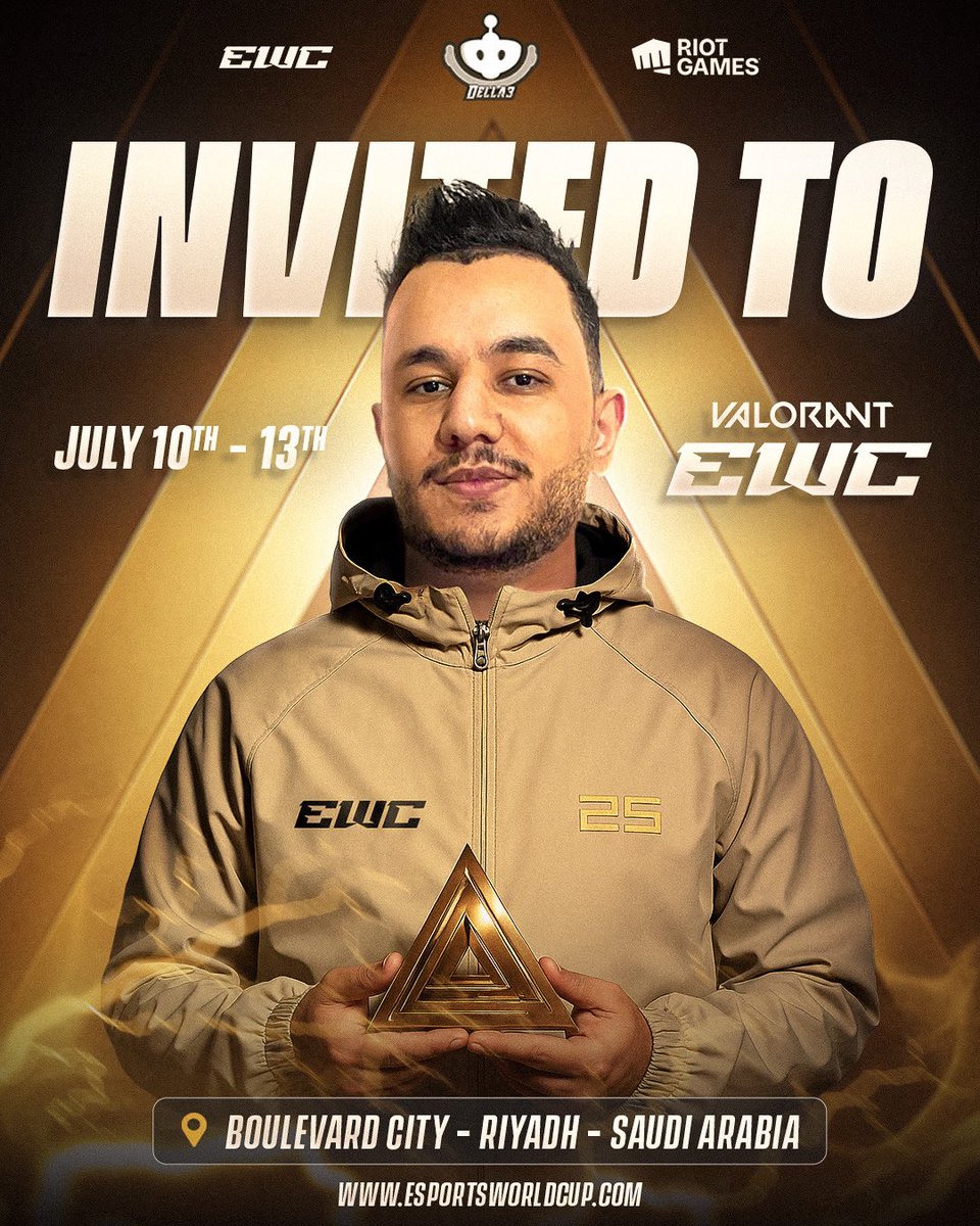 Officially, I got invited by @valorantar &amp; @ewc_ar to attend Esports World Cup Valorant from the 10th till 13th of July 
It’s a pleasure for me to meet all these amazing teams &amp; players I’ve been watching for years! 🥹❤️ 
Can’t wait to share my journey there and a ton of content
