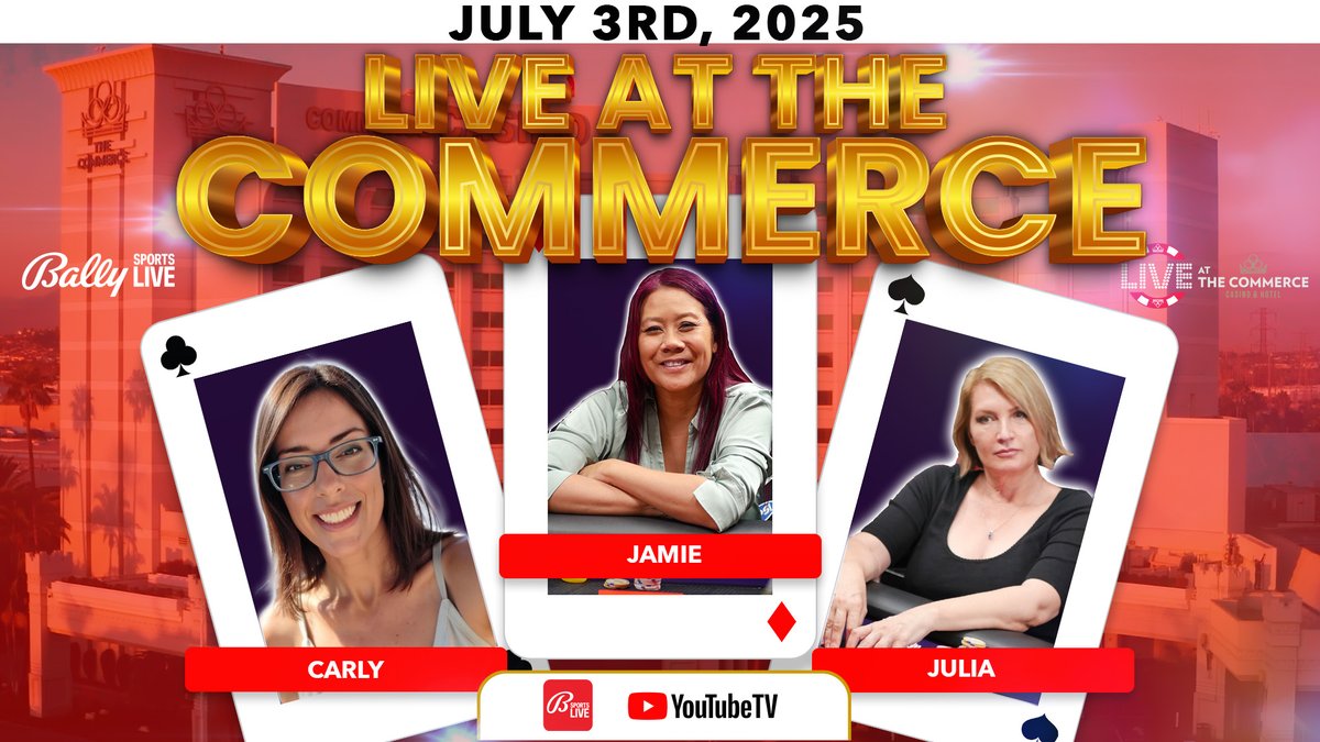 BallyPokerLive's tweet image. Its High Stakes PLO at the @CommerceCasino! Tune in at 1:30 PM PT and catch all the action! @JuliaInPalmdale @carlygloge
Watch here: youtube.com/live/etQq6P8Yj…
Streaming LIVE on @BallyPokerLive youtube and @Bally__Sports!
Gambling Problem? Call 1-800-GAMBLER or visit…