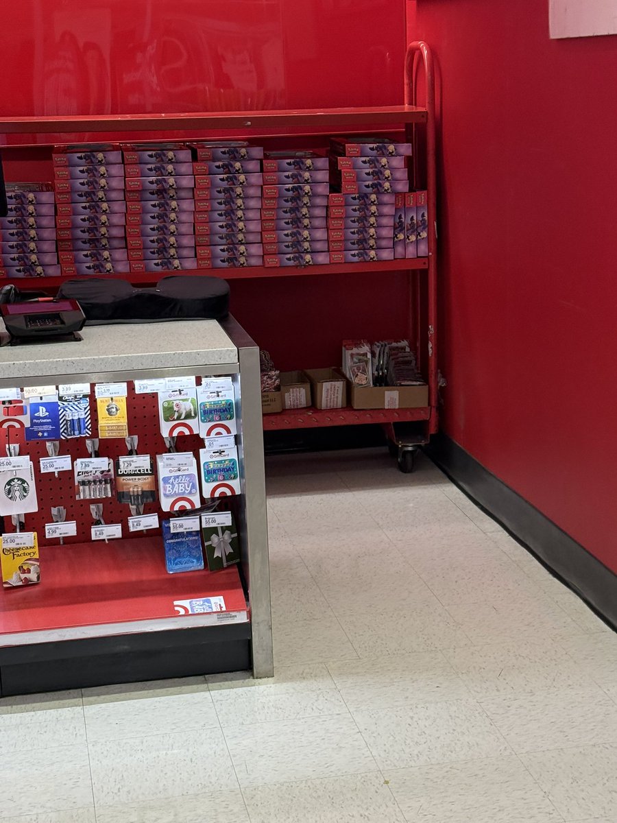 thedangogh's tweet photo. @squirtletcgoc2 @LA_PTCGRestock Quite a bit of stock at Whitwood still. At the Returns &amp; Exchanges desk. https://t.co/2iTKMWz7U1