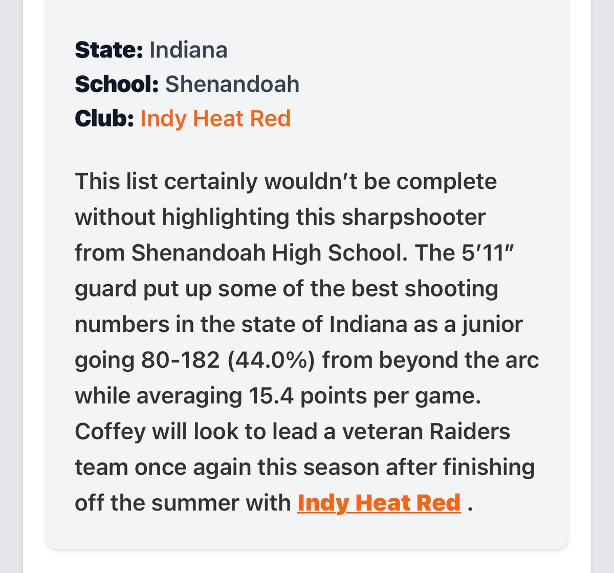 Appreciate the inclusion <a href="/BRamseyKSR/">Brandon Ramsey</a> number 2 regardless of class last year with 80 makes in the class of 2026. <a href="/Aiden_Coffey3/">Aiden Coffey</a> <a href="/Doah_Raiders_BB/">Shenandoah Raiders Boys Basketball</a> return a nice core and should be fun to watch! <a href="/Coach_Ellz/">Rick Ellsworth</a> <a href="/IndyHeat17UR/">Indy Heat - Red</a> <a href="/indyheatgymrats/">Indy Heat - Gym Rats</a> <a href="/hunt_Rob/">Rob Hunt</a> <a href="/CadeHamp10/">Cade Hampton</a>  <a href="/IBCA_Coaches/">IBCA Coaches</a>