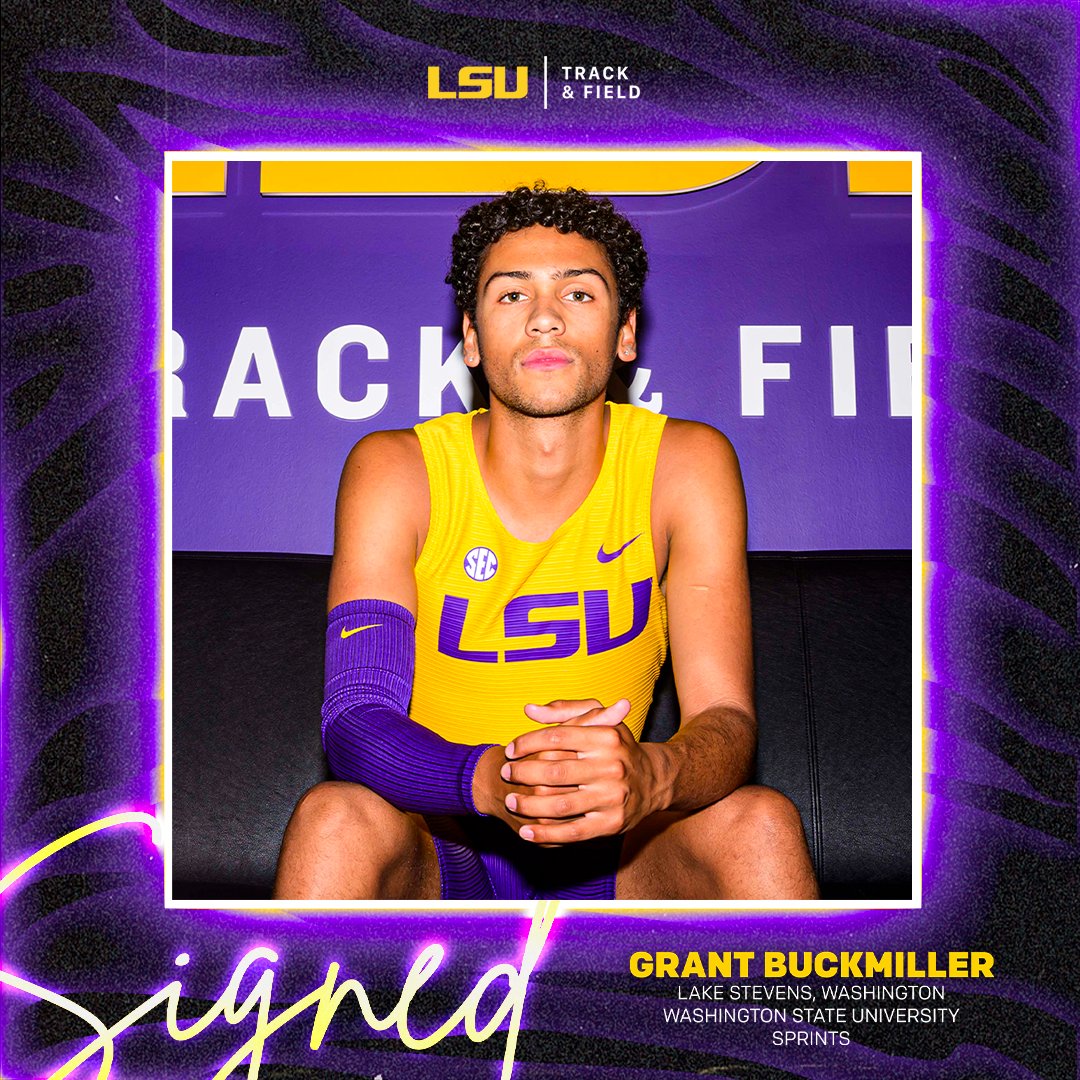 LSUTrackField's tweet image. Welcome to the Bayou, Grant! ✍️
Grant Buckmiller held three school records while at Washington State, and most notably has a PR of 45.87 in the 400m.
📄 lsul.su/44B8m7L