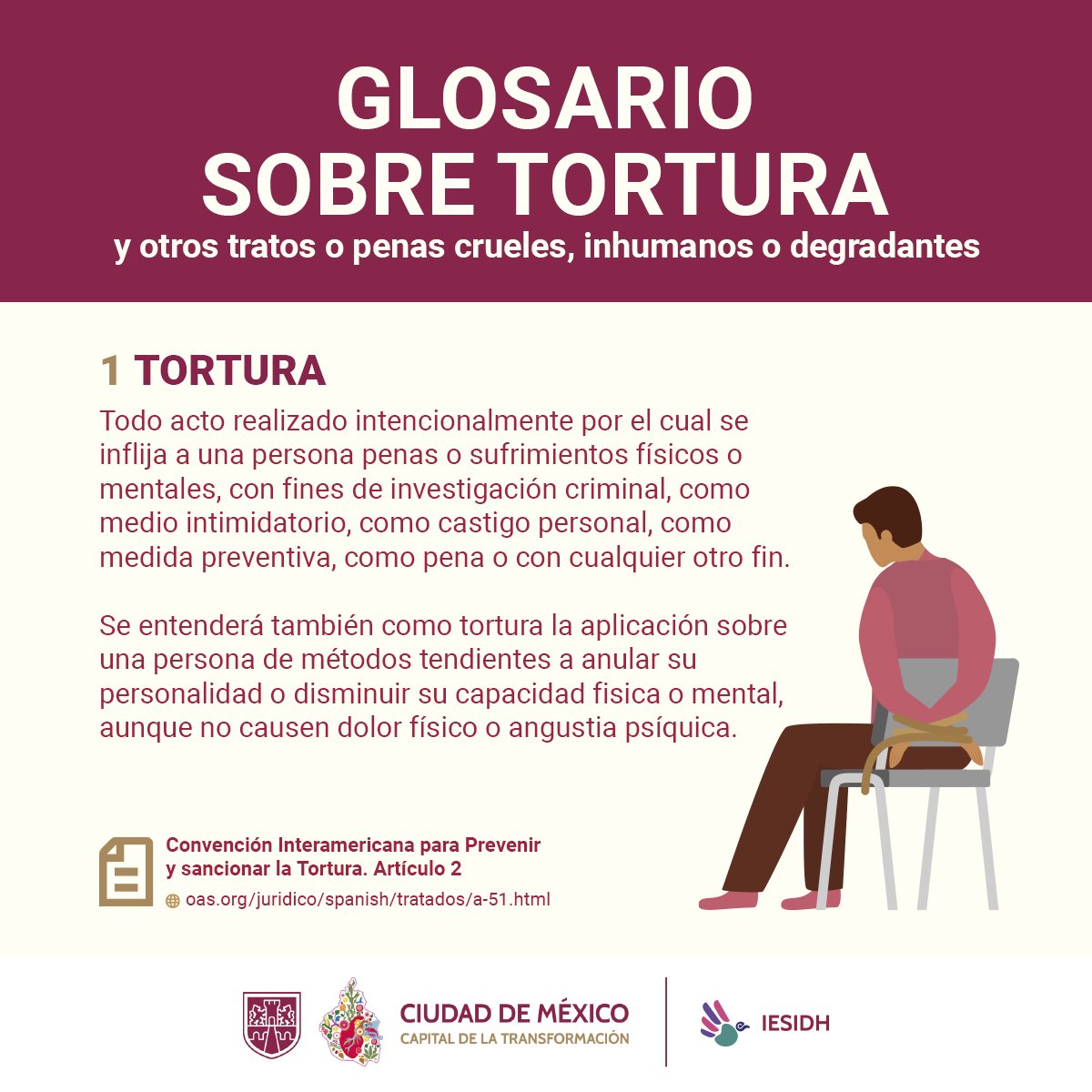#PrevencióndelaTortura
Conoce los principales conceptos relacionados con los #ActosDeTortura y otros tratos o penas crueles, inhumanos o degradantes en:
sidh.cdmx.gob.mx/ver-mas/glosar…
#CapitalDeLaTransformación
#ContraLaTortura 
#MéxicoSinTortura 🕊️