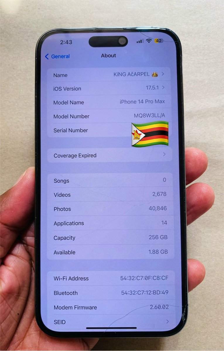 Bois wangu anauza hiii iPhone 14 Pro Max in a very mint condition. Battery🔋85% and 256gb Storage. Screen and battery Original 

Bei ni ya mtupe ksh82,000 only 

To order holla 0759058349