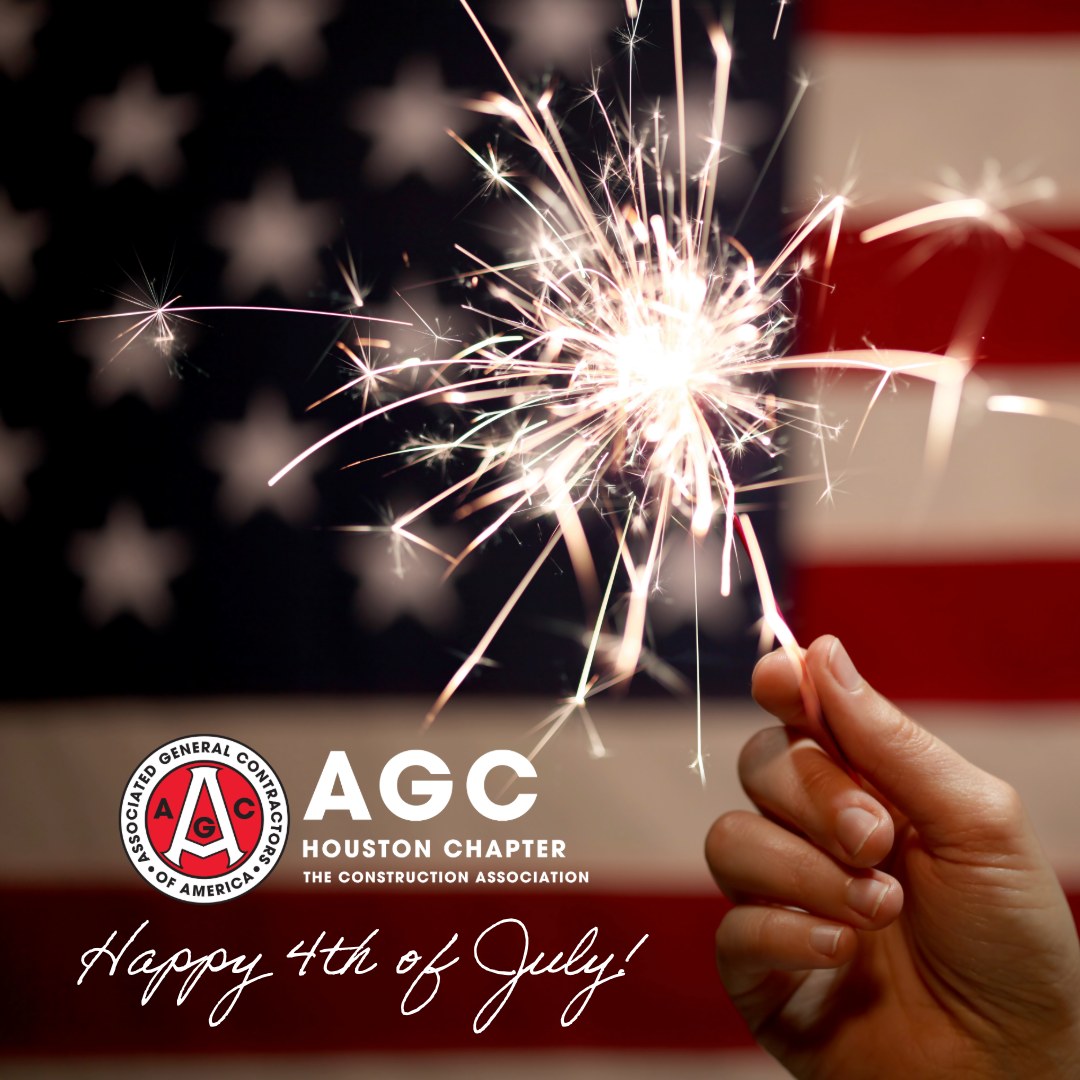 On behalf of AGC Houston and our team, we'd like to wish you a happy and safe 4th of July! Our office will close at 3:00 PM on Thursday, July 3rd, and reopen on Monday, July 7th, in observance of the holiday.