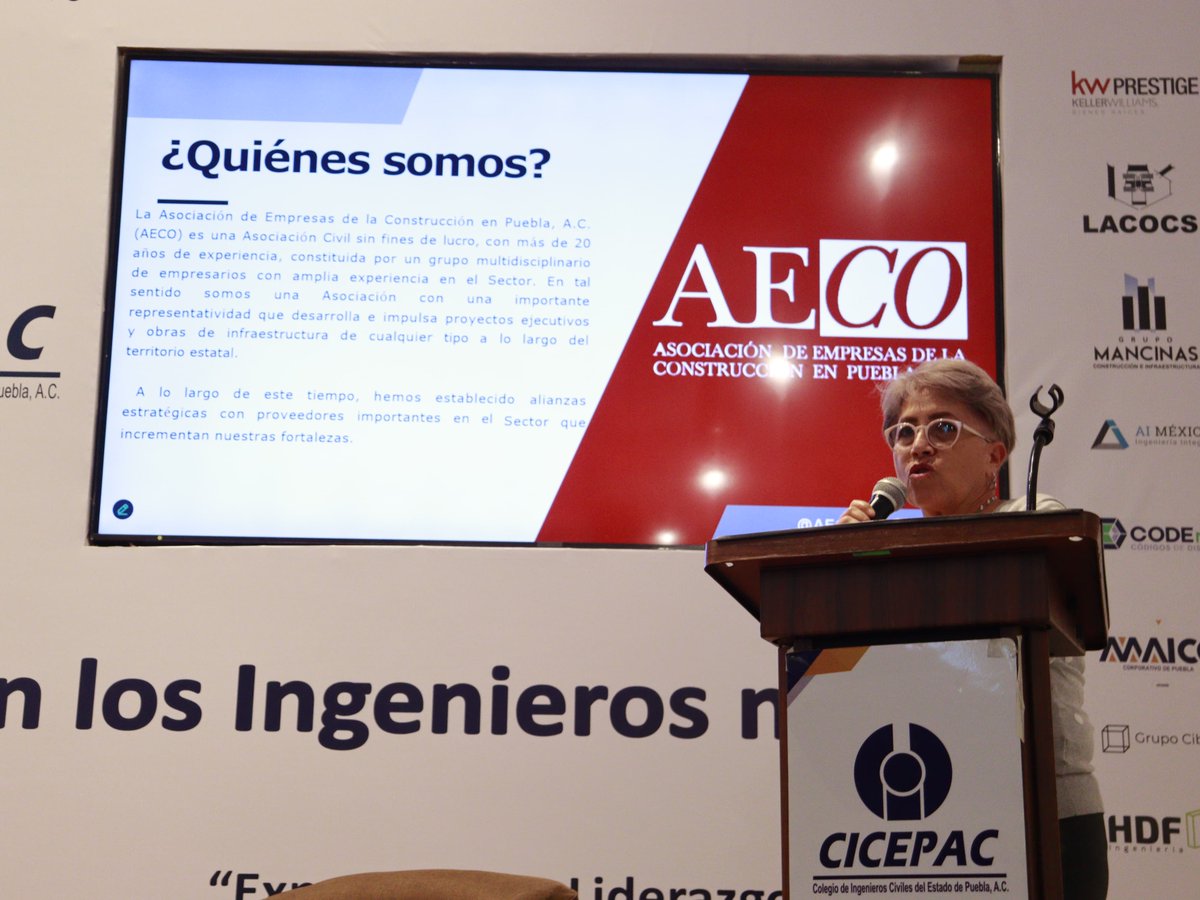 AECOPUEBLA's tweet photo. Participación de AECO en la semana de la Ingeniería del Colegio de Ingenieros Civiles del Estado de Puebla, A.C. con explicación de ¿Qué es AECO? por la Arq. Martha Moysen.
#ingenieria #semana https://t.co/W7MCq4sVY6