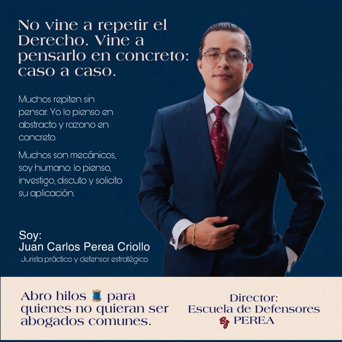 JCPC_593's tweet photo. 🧵 HILO ANCLA | Aprendí a defender. Ahora enseño a hacerlo bien.

1️⃣ No vengo de una familia poderosa.
Tampoco me abrieron puertas por mi apellido.
Pero una cosa me ha sostenido:
Aprendí a pensar y a defender.

Soy Juan Carlos Perea Criollo.
Jurista práctico: Defensa Penal & Defensa Constitucional.

Y en esta cuenta vas a encontrar ideas que pueden cambiar cómo entiendes el Derecho.

Abro hilo 🧵👇