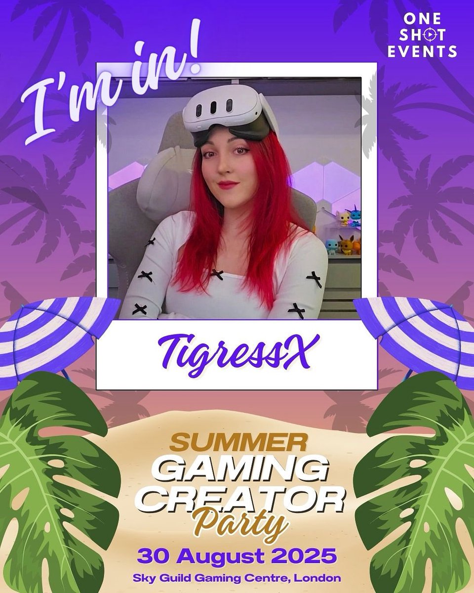 One Shot Events (@one_shot_events) on Twitter photo The Queen of VR herself, <a href="/Tigress_X/">TigressX ๐ Gamescom</a> โจ will be in the building on Saturday 30 August for our One Shot Summer Party ๐ฅ
Might have to bring out the beatsaber!
Donโt miss out, make sure you get your ticket today! ๐ซถ๐ป #OneShotSummerParty The Queen of VR herself, <a href="/Tigress_X/">TigressX ๐ Gamescom</a> โจ will be in the building on Saturday 30 August for our One Shot Summer Party ๐ฅ
Might have to bring out the beatsaber!
Donโt miss out, make sure you get your ticket today! ๐ซถ๐ป #OneShotSummerParty
