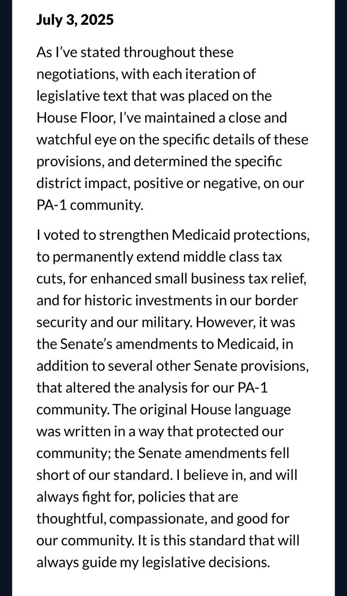 aishahhasnie's tweet image. FITZPATRICK says he voted NO because the Senate altered the bill’s impact on his district ⬇️