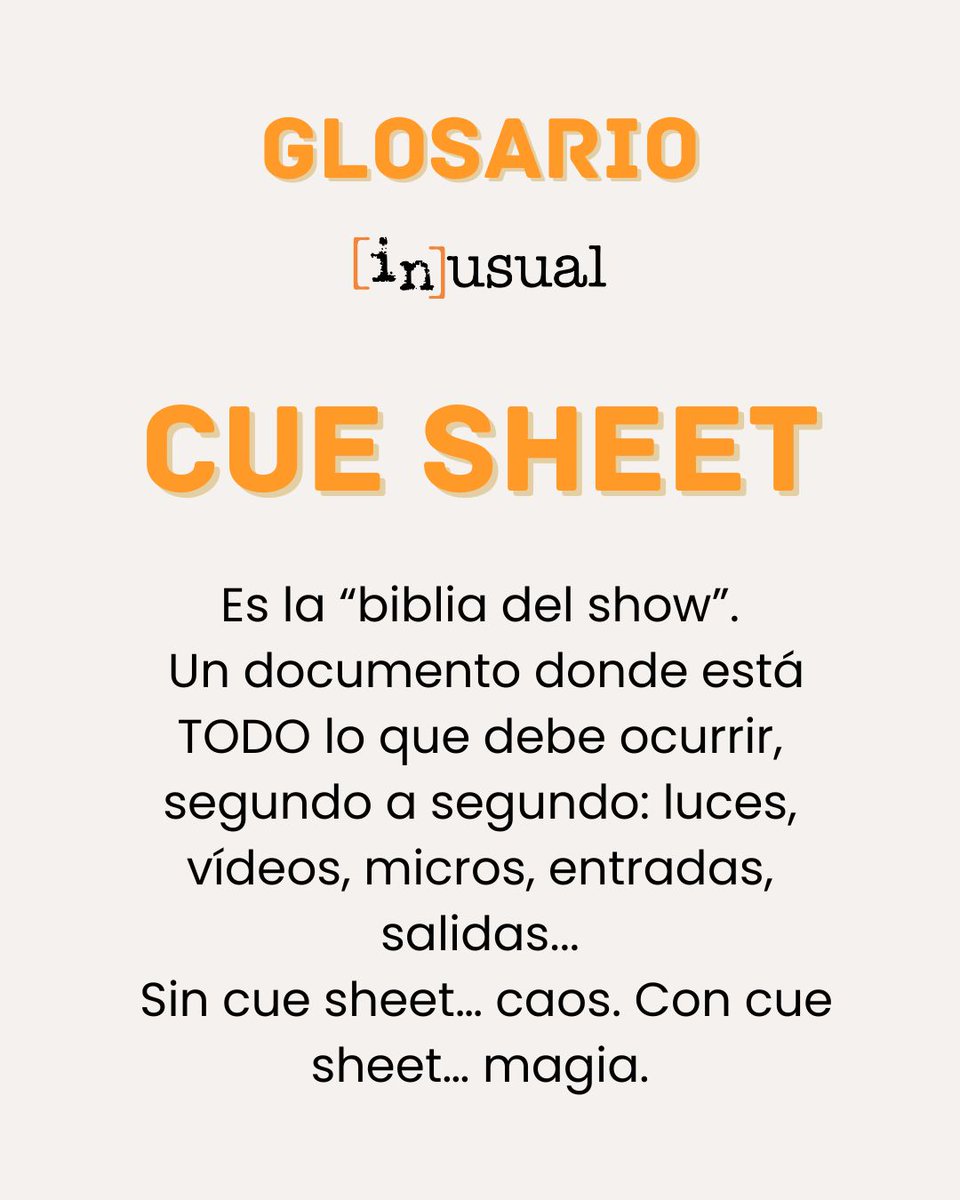 InusualEvents's tweet photo. 📖 ¡Bienvenid@ al Glosario INUSUAL!
¿Crees que sabes de eventos? Vamos a ponerlo a prueba. 😏
Arrancamos una serie de mini posts con palabros, expresiones y términos de producción que usamos cada día… y que a veces parecen otro idioma.

🎬 Hoy: 3 conceptos clave https://t.co/hFx4ylHzzQ