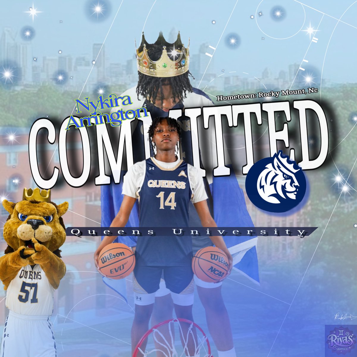 I am beyond blessed and excited to announce my commitment to Queens University! 💙👑 #blessed #Commited #Royalpride