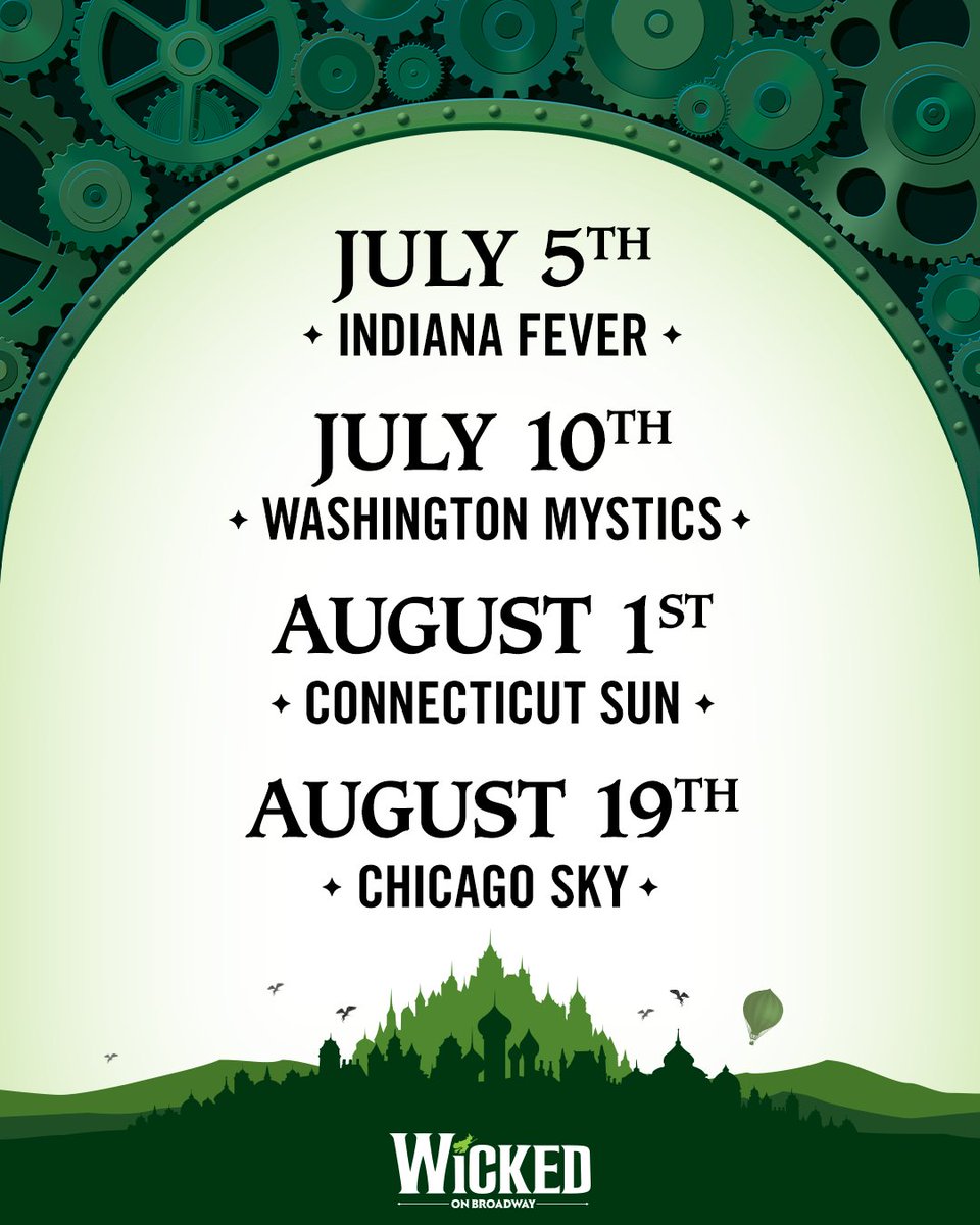 Courtside magic, straight from the Emerald City. 💚🏀 <a href="/WICKED_Musical/">Wicked the Musical</a>  is hitting the <a href="/WNBA/">WNBA</a> with game-time activations that celebrate women who lead, inspire, and defy gravity. This is just the beginning — swipe for the schedule and stay tuned for what’s brewing. 🧹🫧