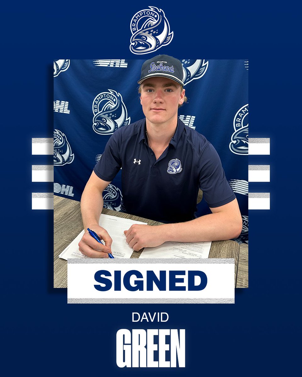 SIGNED! ✍️

Brampton Steelheads General Manager and Head Coach James Richmond announced today that David Green has signed an OHL Scholarship and Development Agreement! 🙌

Read more at chl.ca/ohl-steelheads/