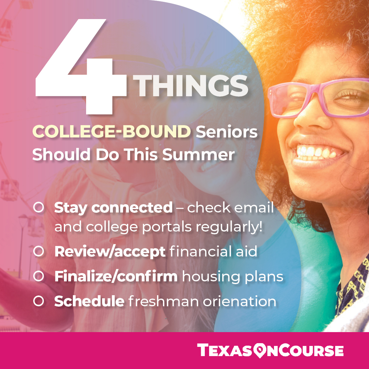 The summer before freshman year is a unique time: part celebration, part preparation!☝️ While it’s important for students to relax and recharge, there are still some key tasks that students should complete to start college strong!