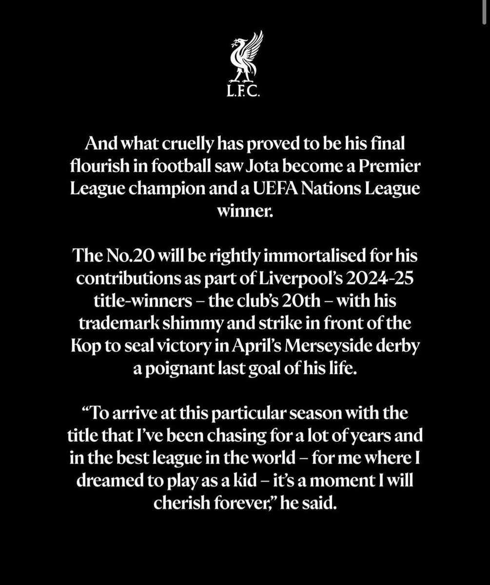 Liverpool zastrzeże numer 20 dla tragicznie zmarłego Diogo Joty.
