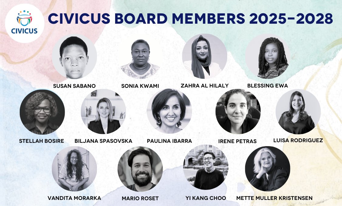 CIVICUS (@civicusalliance) on Twitter photo Following the conclusion of the 2025 board elections, we are pleased to introduce the new CIVICUS Alliance board.
Find out more about who they are at web.civicus.org/Board
<a href="/soniakwami/">Sonia Kwami</a> <a href="/IrenePetras/">Irene Petras</a> <a href="/ZahraAlHilaly/">Zahra Al Hilaly</a> Following the conclusion of the 2025 board elections, we are pleased to introduce the new CIVICUS Alliance board.
Find out more about who they are at web.civicus.org/Board
<a href="/soniakwami/">Sonia Kwami</a> <a href="/IrenePetras/">Irene Petras</a> <a href="/ZahraAlHilaly/">Zahra Al Hilaly</a>