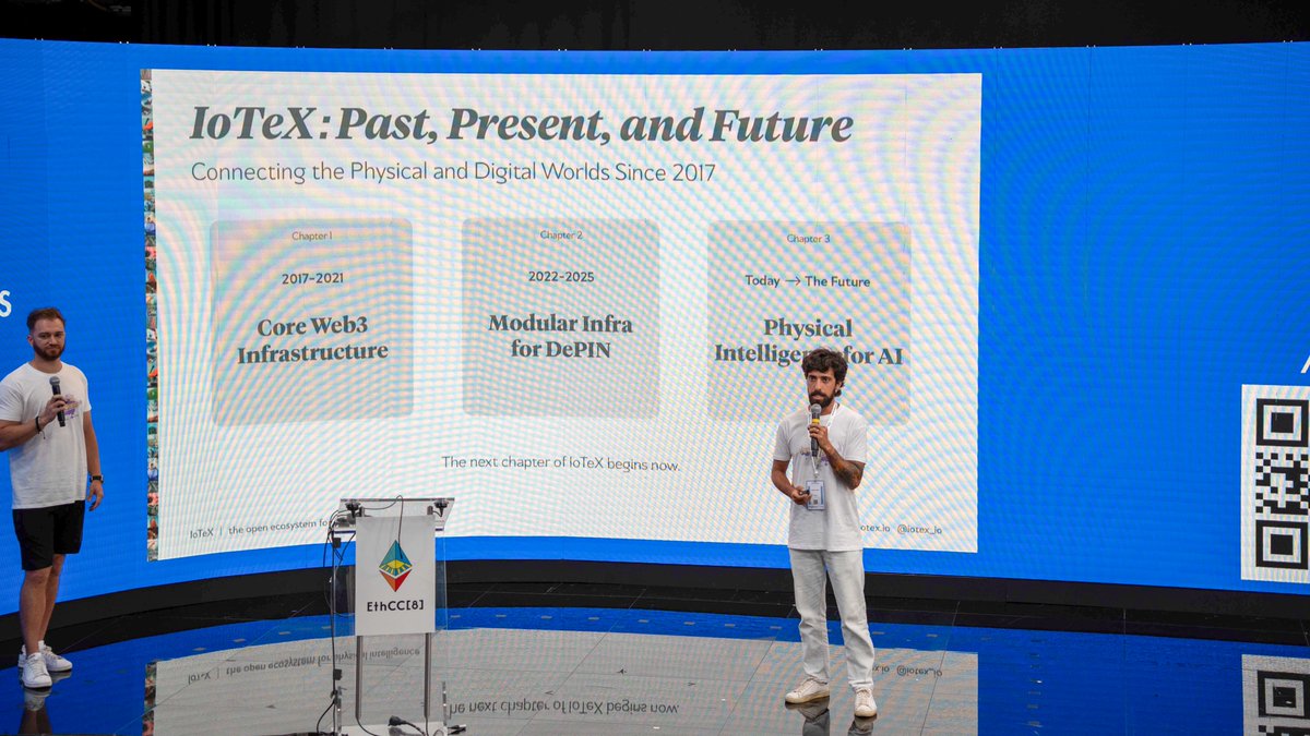 iotex_io's tweet image. tuesday at @EthCC was a milestone for IoTeX.

we took the stage to unveil our bold new vision for physical intelligence &amp;amp; announced the winners of crypto’s got talent season 1.

a huge day for our mission, our builders, and the future of AI x crypto.

here’s what happened ↓