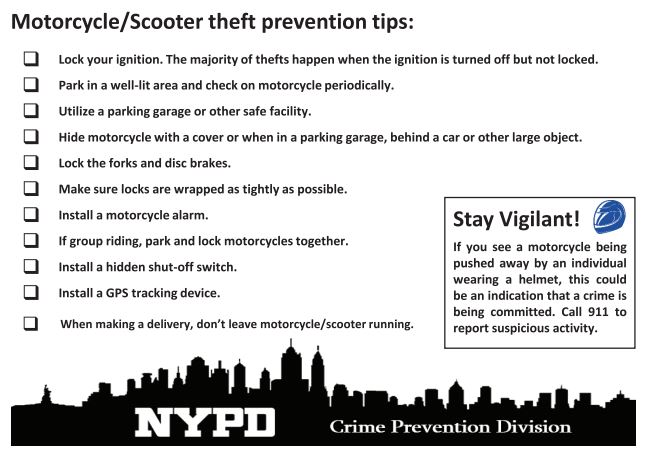Be sure to secure your motorcycles and e-bikes with this Crime Prevention Division checklist ! 🏍️🛵🚲