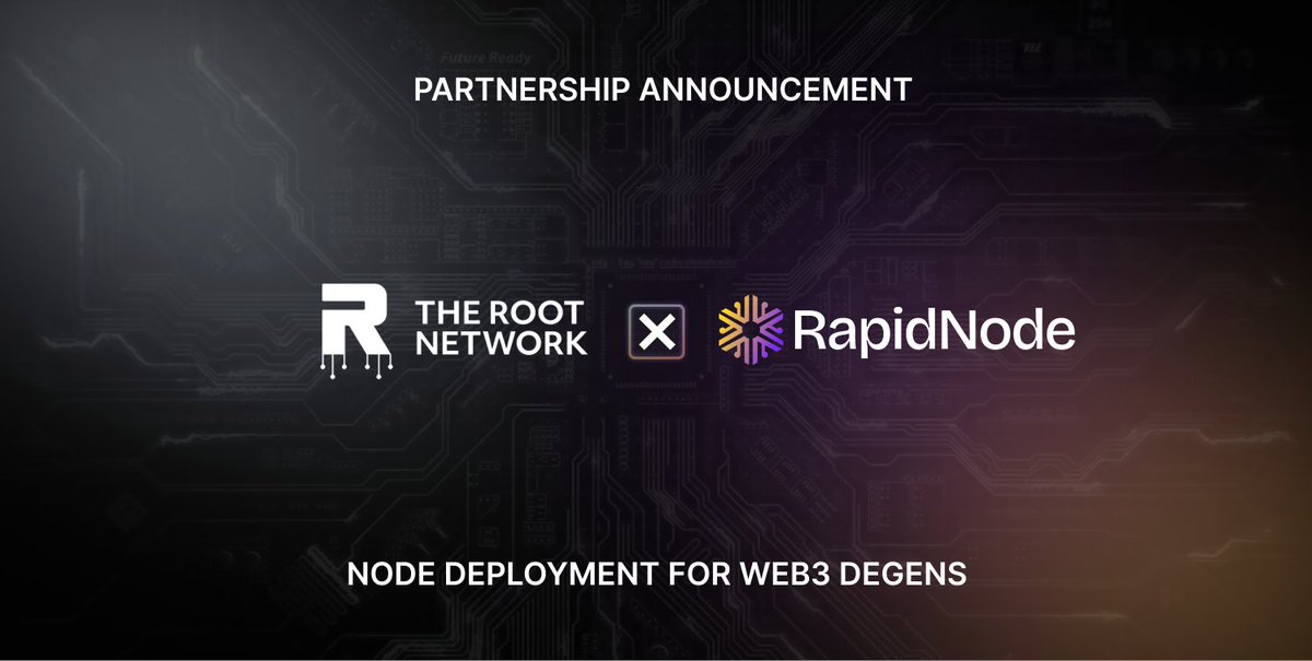 RapidNode | One-click Node Management π οΈ (@rapidnodexyz) on Twitter photo π Partnership Announcement: The Root Network x RapidNode π
Weβre excited to partner with <a href="/TheRootNetwork/">The Root Network</a> to power the next phase of verifiable infrastructure!
The Root Network is a blockchain purpose-built with EVM support, custom runtimes, and enhanced content π Partnership Announcement: The Root Network x RapidNode π
Weβre excited to partner with <a href="/TheRootNetwork/">The Root Network</a> to power the next phase of verifiable infrastructure!
The Root Network is a blockchain purpose-built with EVM support, custom runtimes, and enhanced content