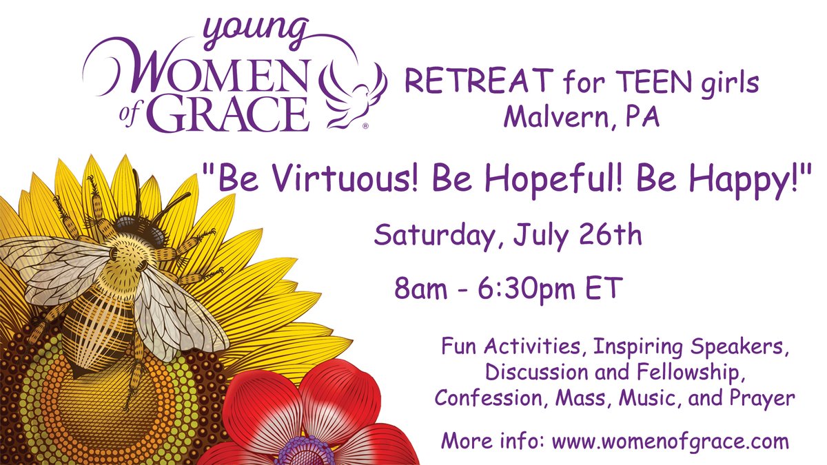 YWomenofgrace's tweet photo. Come spend the day with friends, grow in faith, and discover how living a virtuous life leads to real hope and lasting happiness!

👉 Click here to register: https://t.co/MLtNEMrZ4a

#YoungWomenOfGrace #CatholicRetreat #Catholic #Catholicyouth https://t.co/tYj1eUa0oV