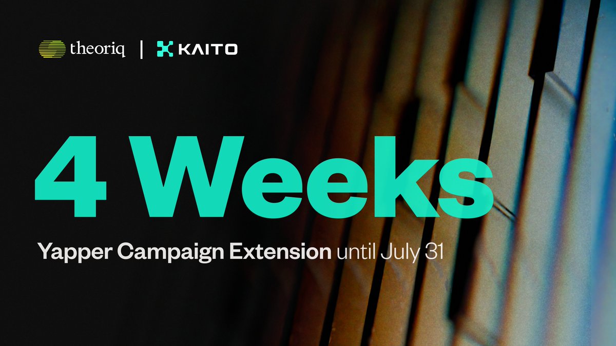 Theoriq (@theoriqai) on Twitter photo You yapped, we listened.
We're extending our <a href="/KaitoAI/">Kaito AI 🌊</a> Earn Yapper Campaign four more weeks! Our community delivered for us, so we're doing the same for you.
🗣️ The Yaps Continue
July 3 - July 31 You yapped, we listened.
We're extending our <a href="/KaitoAI/">Kaito AI 🌊</a> Earn Yapper Campaign four more weeks! Our community delivered for us, so we're doing the same for you.
🗣️ The Yaps Continue
July 3 - July 31