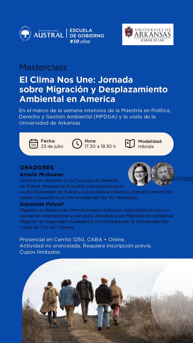 EGobiernoUA's tweet photo. 🌎🌱Los invitamos a participar de la Masterclass abierta, El clima nos une: Jornada sobre Migración y Desplazamiento Ambiental en América

📅 23 de julio

⏰  17.30hs

📍 + 💻 Híbrido. Presencial en Sede Austral CABA y online

Registrate sin cargo 

👉 https://t.co/FPjub4Frv7 https://t.co/aIQEHhJ0Qj