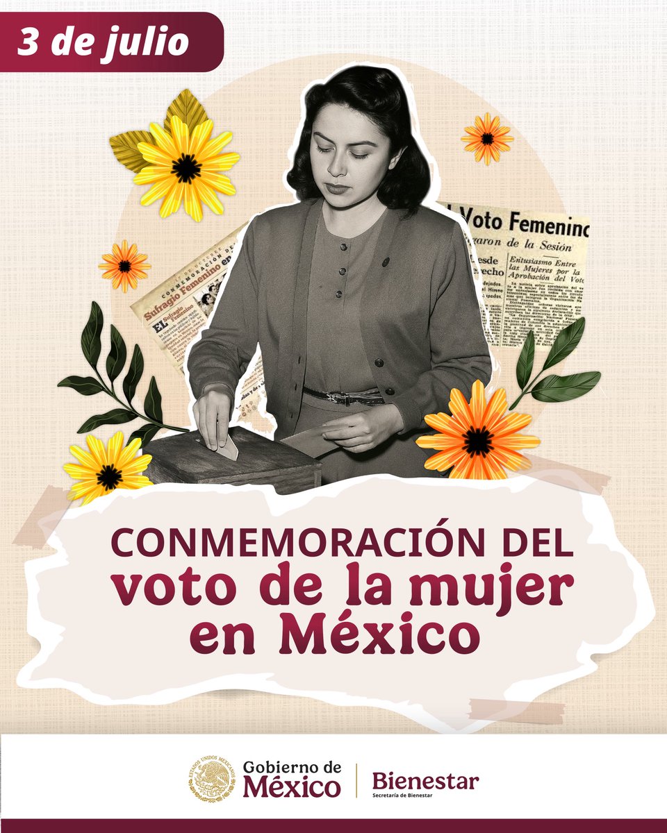 Ariadna Montiel Reyes (@a_montielr) on Twitter photo 💜 El 3 de julio de 1955, las mexicanas votaron por primera vez. 💜
70 años después de conquistar el voto, las mujeres seguimos haciendo historia, con la primera mujer presidenta de México, <a href="/Claudiashein/">Claudia Sheinbaum Pardo</a>, liderando al país y la transformación.
¡No llegó sola, #LlegamosTodas! 💜 El 3 de julio de 1955, las mexicanas votaron por primera vez. 💜
70 años después de conquistar el voto, las mujeres seguimos haciendo historia, con la primera mujer presidenta de México, <a href="/Claudiashein/">Claudia Sheinbaum Pardo</a>, liderando al país y la transformación.
¡No llegó sola, #LlegamosTodas!