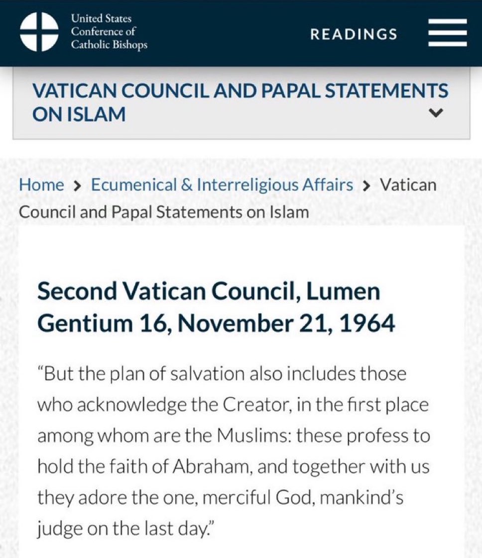 Christians and Muslims don’t worship the same God

But apparently Roman Catholics and Muslims do