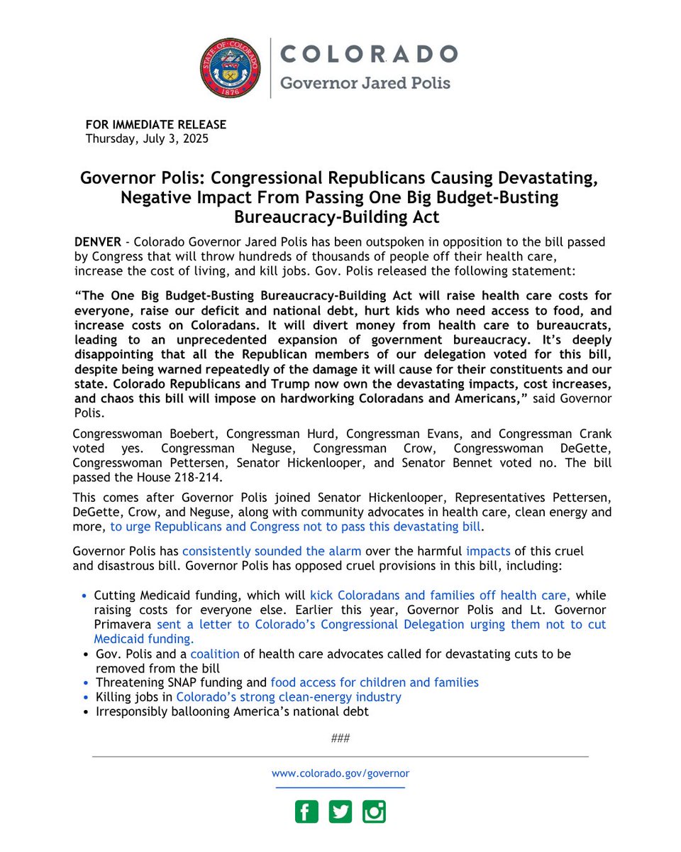 Governor Jared Polis tweet media