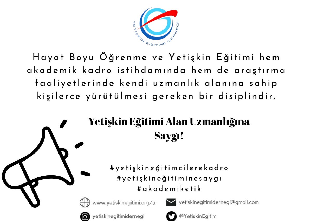 zel_yar's tweet photo. Akademik kadrolara alanında yetişmiş uzmanların atanması esastır.
@YetiskinEgitim @ykalitekurulu @Gazi_Universite 
@tcbestepe
#YetişkinEğitimcilereKadro
#YetişkinEğitimineSaygı https://t.co/1DDEix2f28
