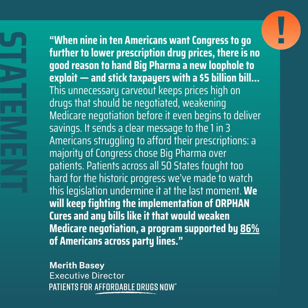 It’s official. Congress just passed a $5 billion taxpayer giveaway to Big Pharma — despite tens of thousands of patients demanding lower drug prices, not more backroom deals.

Patients showed up, shared their stories, and made it clear: 9 out of 10 Americans want lower drug