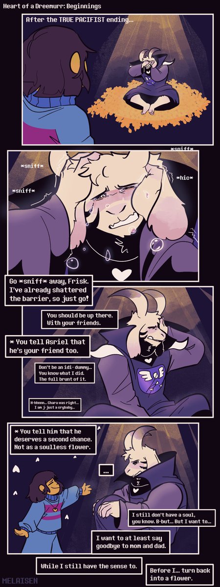 melephart's tweet image. Heart of a Dreemurr 1 - Beginnings 

Undertale AU time :3, just slight differences for now with Asriel staying as his God of Hyperdeath form after breaking the barrier.