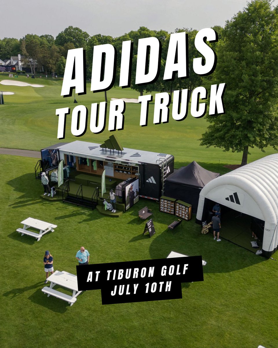 Tiburon Golf Club & Banquet Facility (@tiburongolfclub) on Twitter photo The Adidas Tour Truck at Tiburon!
Join us July 10th from 3–6 PM for an afternoon of golf, gear, and giveaways:
🔥 25% OFF all in-stock Adidas gear
🏌️♂️ Longest Drive & Closest T-Shot Competitions
🚚 Check out the full Tour Truck experience: starchcreative.com/project/adidas… The Adidas Tour Truck at Tiburon!
Join us July 10th from 3–6 PM for an afternoon of golf, gear, and giveaways:
🔥 25% OFF all in-stock Adidas gear
🏌️♂️ Longest Drive & Closest T-Shot Competitions
🚚 Check out the full Tour Truck experience: starchcreative.com/project/adidas…