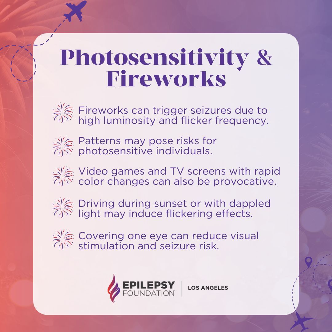 EpilepsyFdnLA's tweet image. As you get ready for Independence Day, here check out some tips to stay safe around fireworks and visual stimuli.
Enjoy the festivities responsibly and share your tips for a safe celebration! ๐ซ